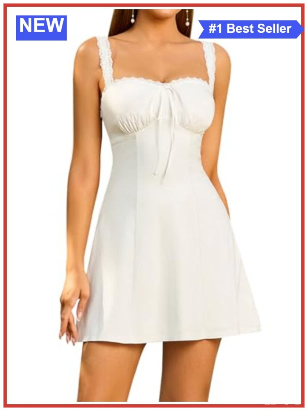 Lace Sweetheart Neckline A Line Mini Dress Sleeveless Fit Flare Party
